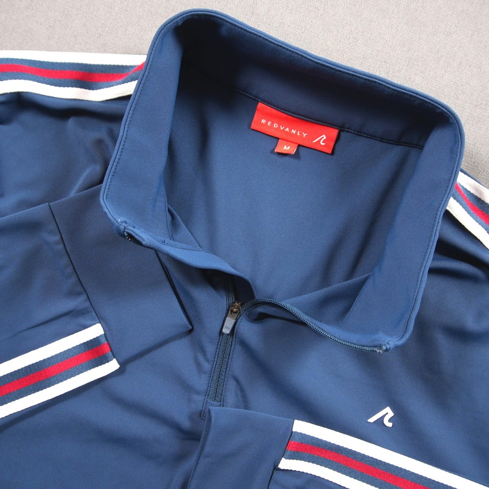 REDVANLY 1/4 Zip Golf Striped Performance Men Pullover M Lightweight Tennis Gym